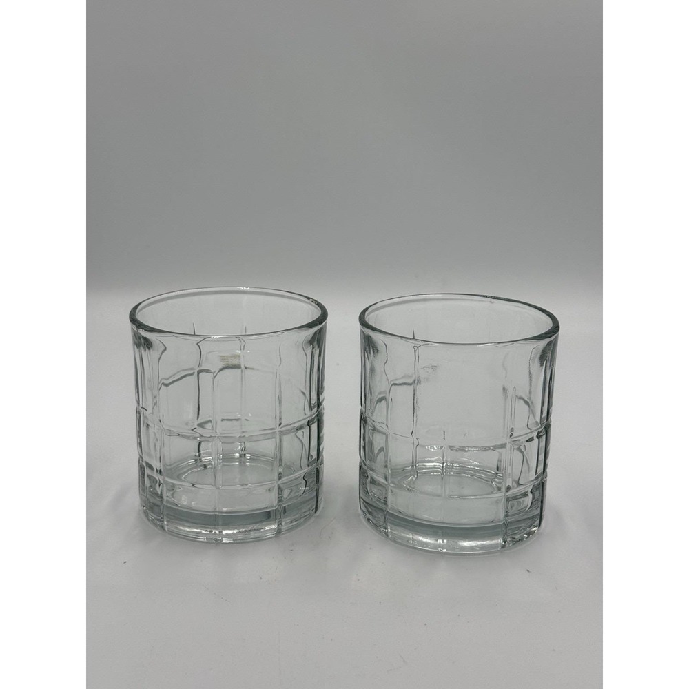 Set Of 2 Vintage Anchor Hocking TARTAN Manchester Old Fashioned Lowball Glasses